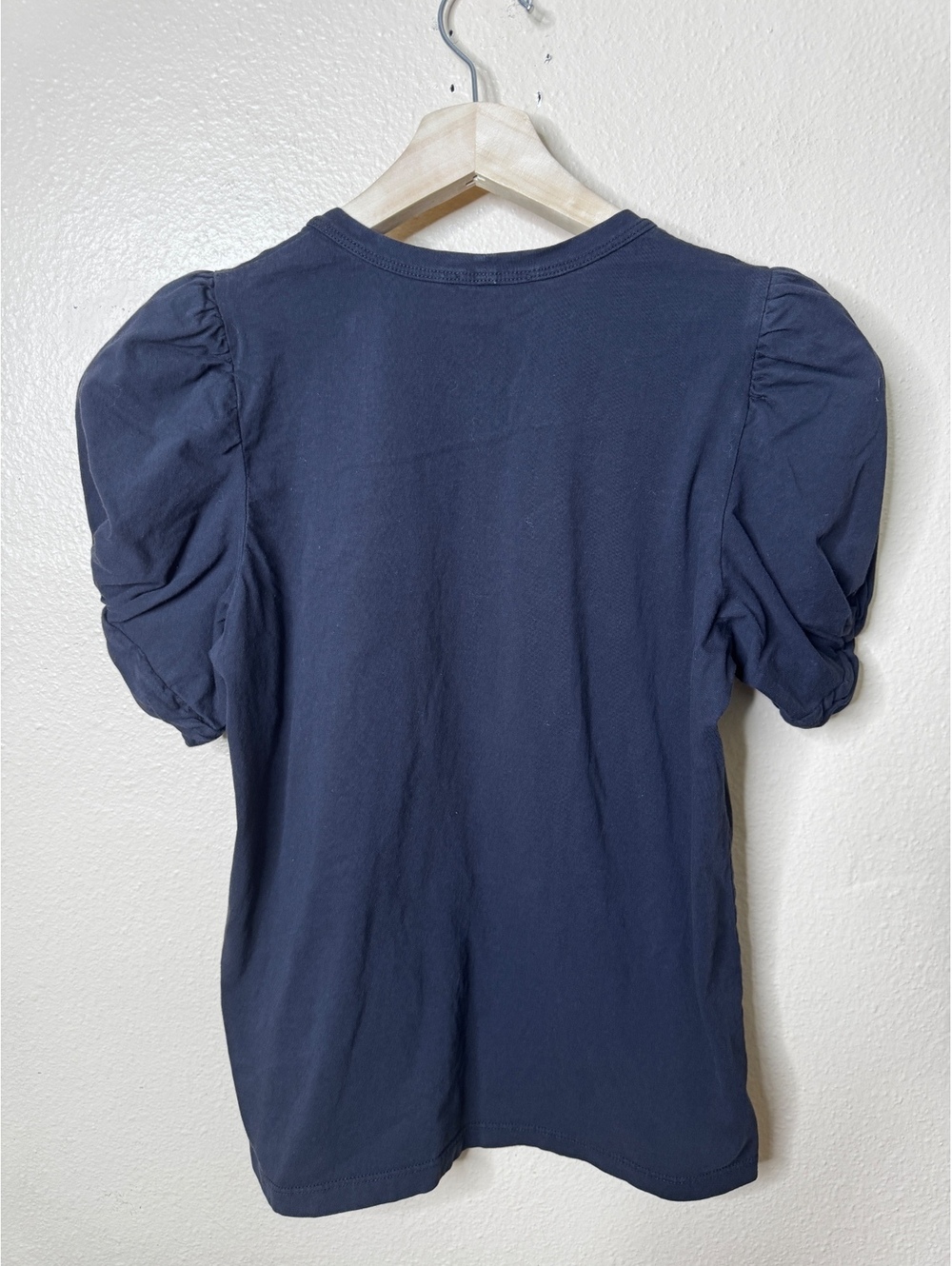 A.L.C. Women’s Medium Black Puff Sleeve Ruched Cotton Shirt Made in USA - Picture 6 of 6